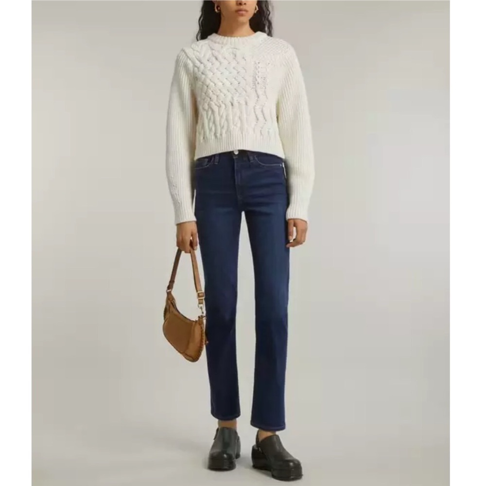 Classic High-Rise Dark Blue Straight Jeans - Women